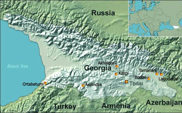 Map of PHC Centers and charity activities of the Genesis Association in Georgia